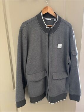 Calvin Klein Charcoal Gray Zip-Up Bomber
